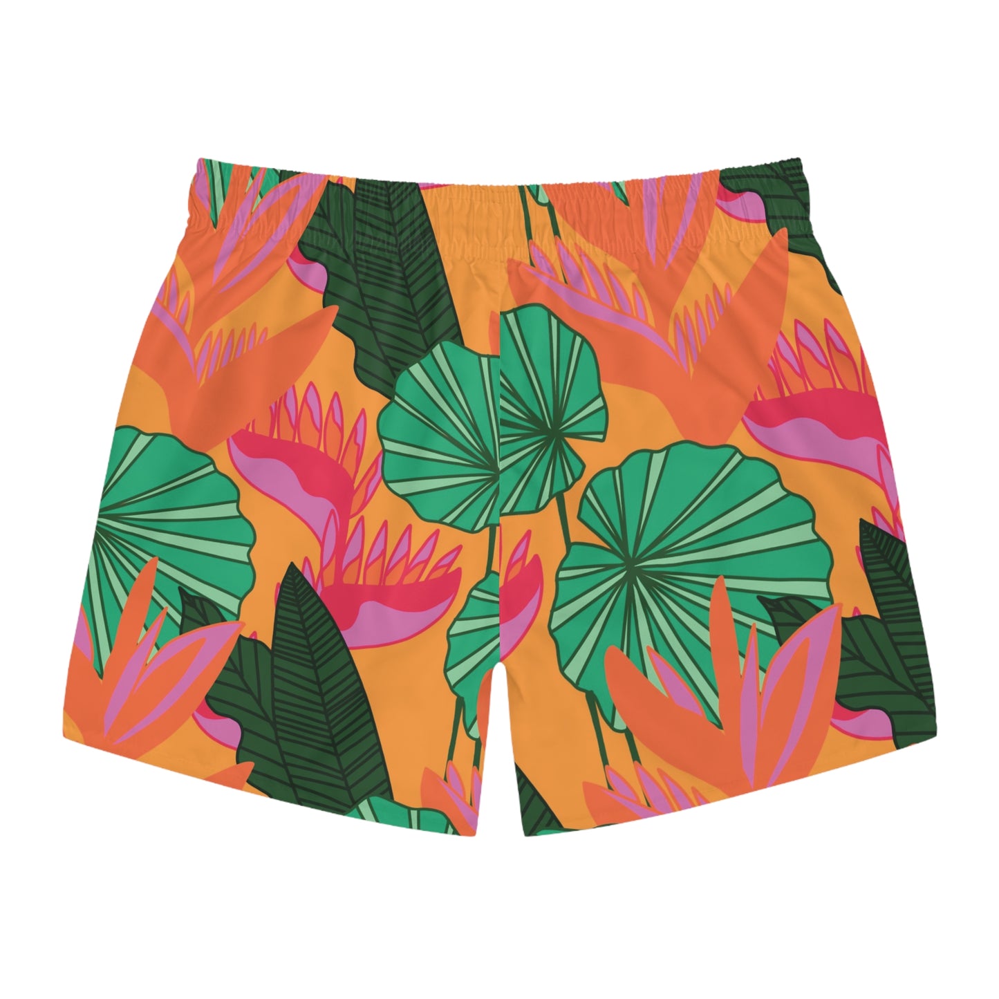 Pleated Plants Printed Swim Trunks