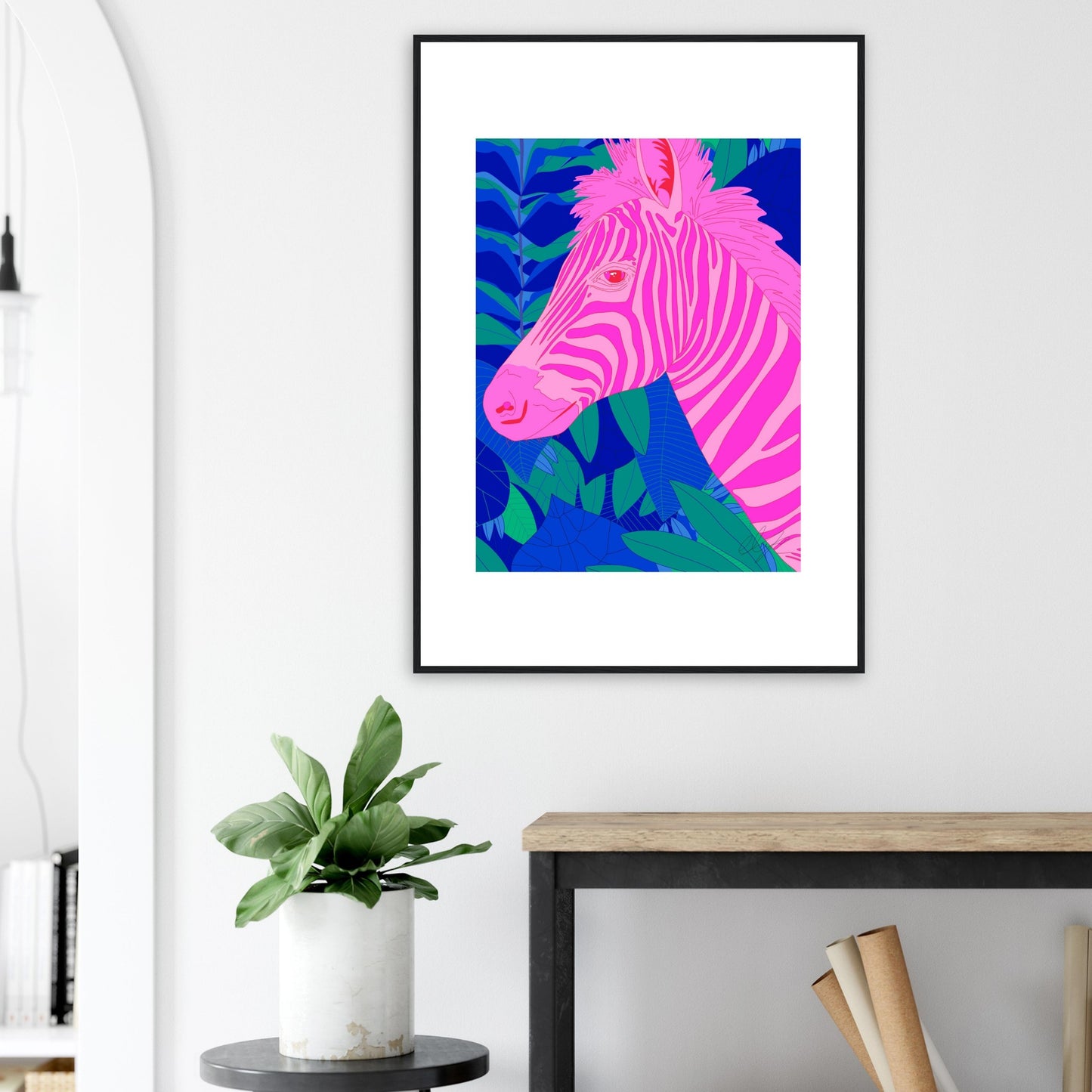 Pink Zebra™ Premium Matte Wooden Framed Poster | Charlotte Design