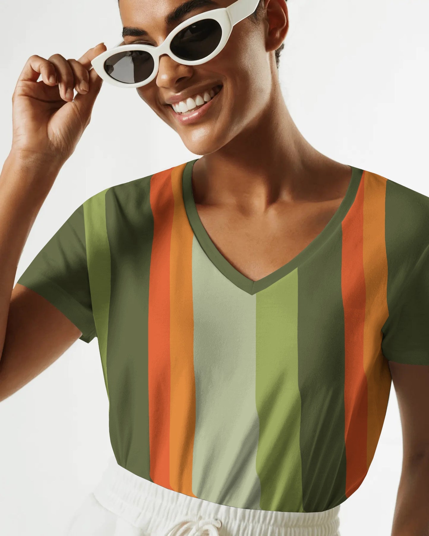 Retro Stripe’™ Green & Orange Seamless Print Design