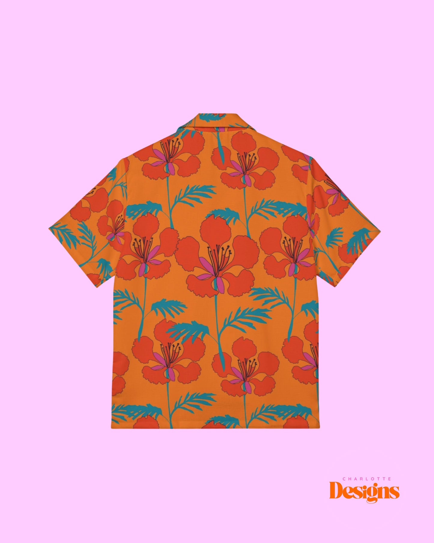 Men's Hot Orange Floral Tropical Dance Shirt – For Salsa, Latin Nights & Summer Vibes