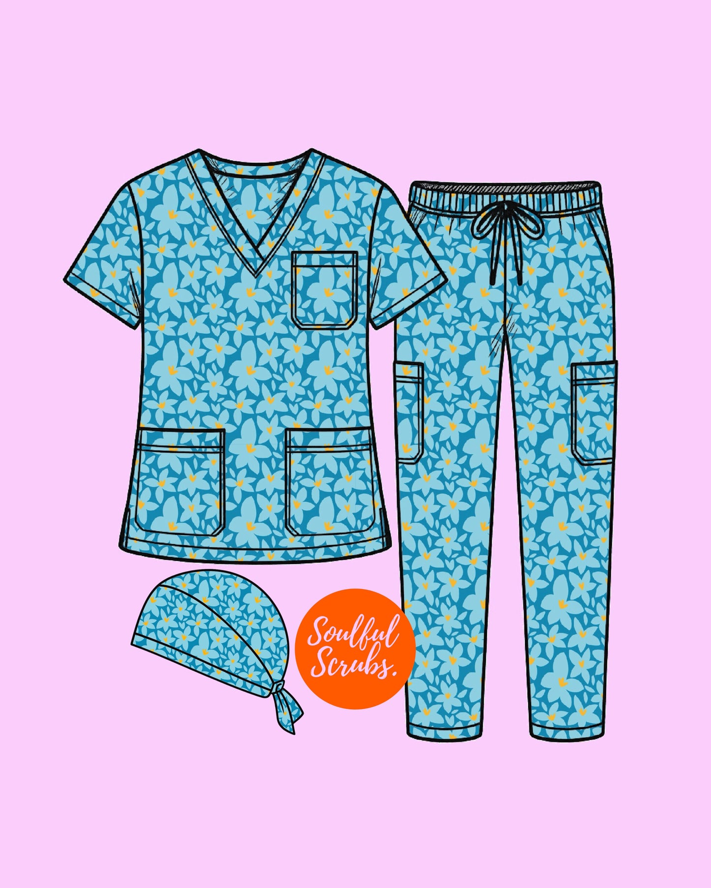 Baby Sister Blue ™ Vibrant Hand-Drawn Pattern by Charlotte Design