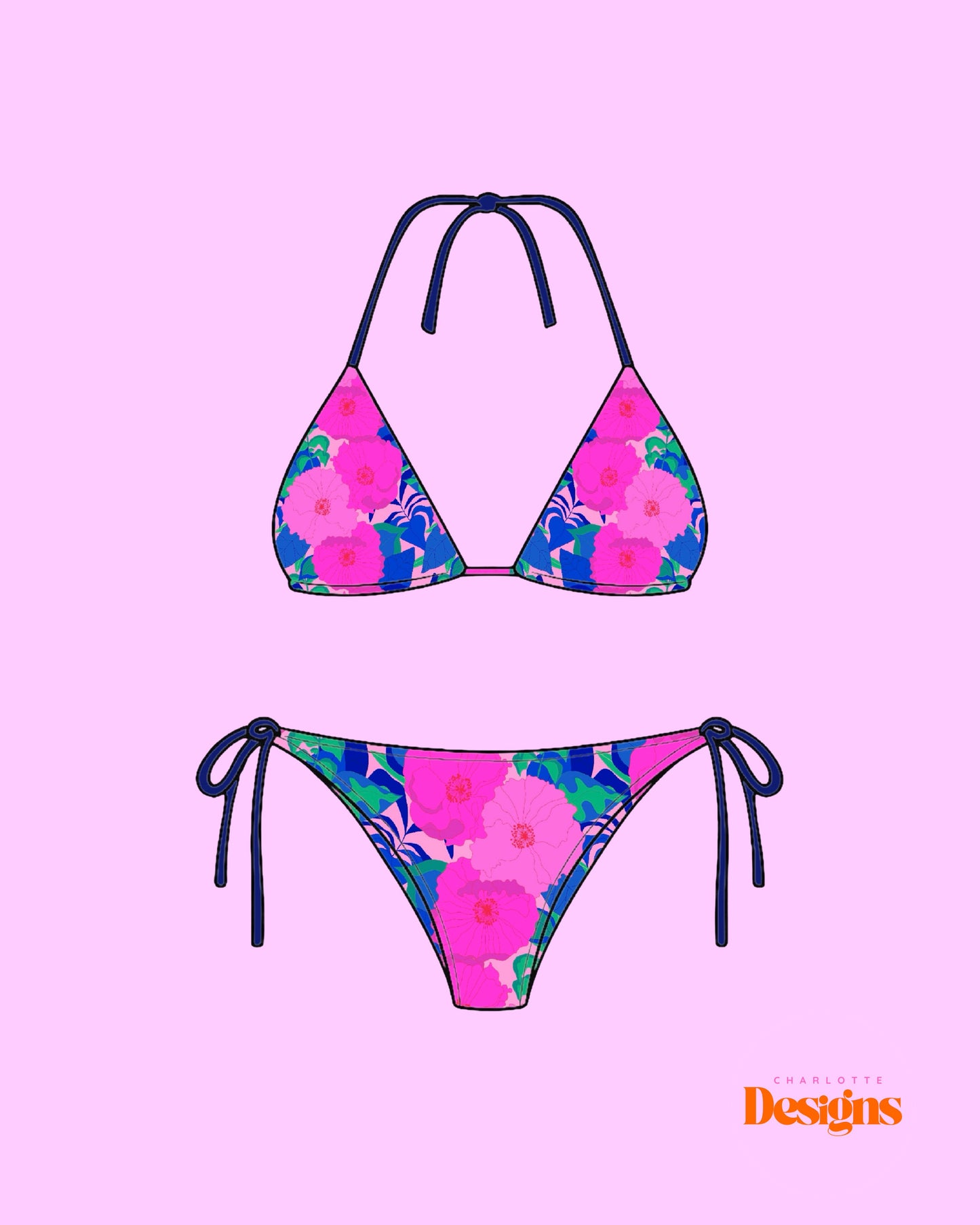 Pink Inferno™ Printed Woman’s Bikini by Charlotte Design