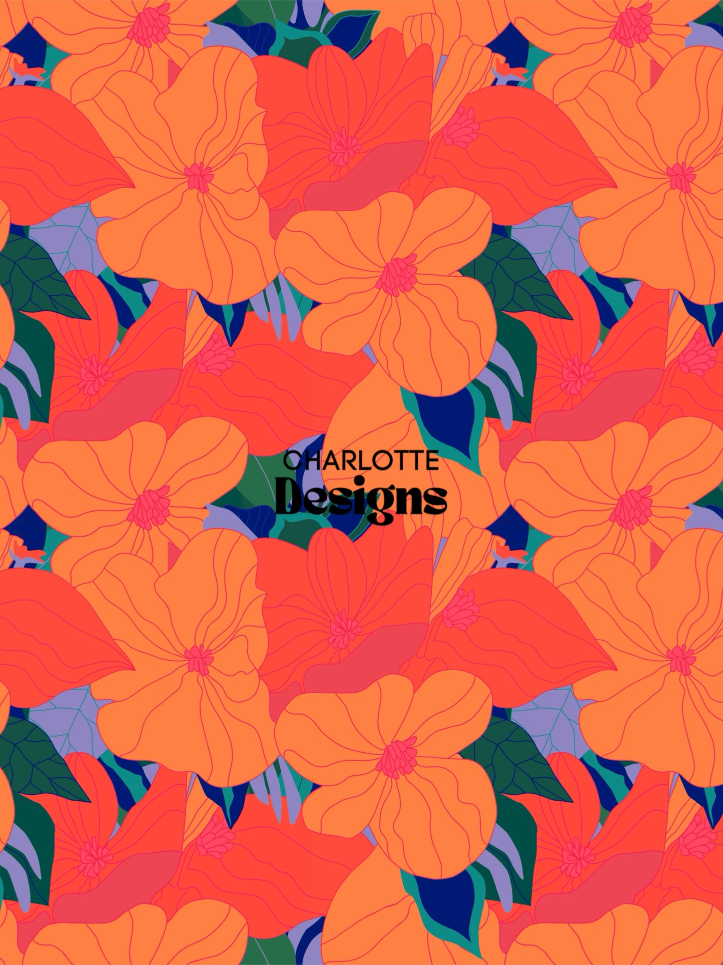 Blood Orange Flowers™ Print by Charlotte Design