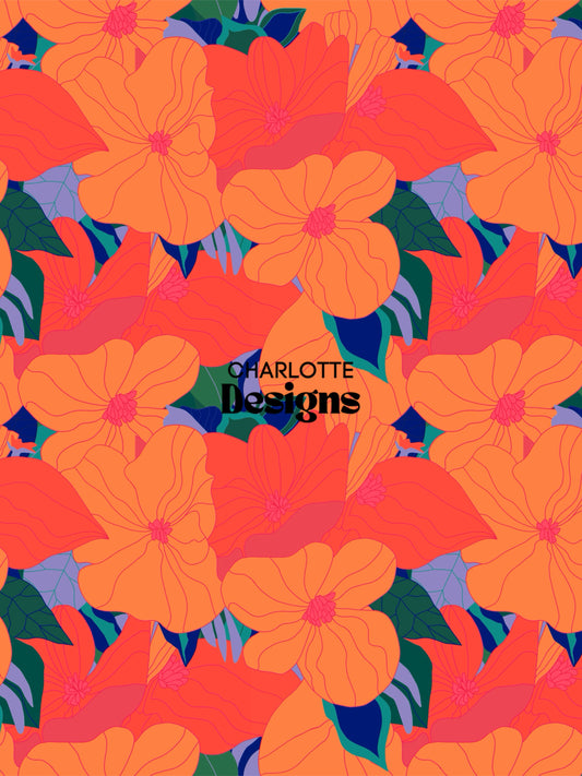 Blood Orange Flowers™ Print by Charlotte Design
