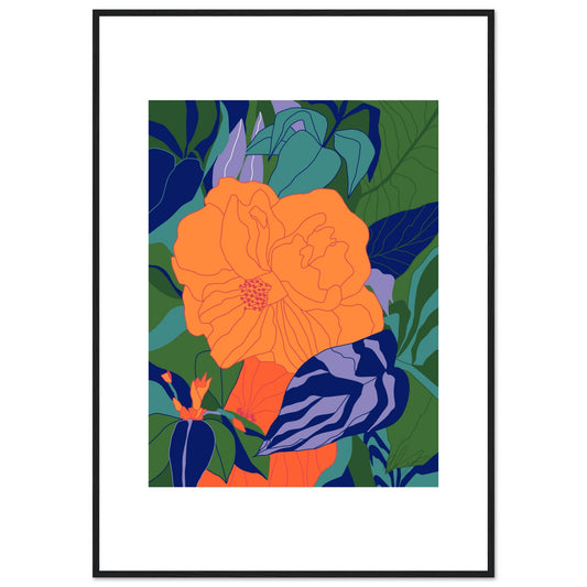Blood Orange Tropical Flower’™ Matte Wooden Poster