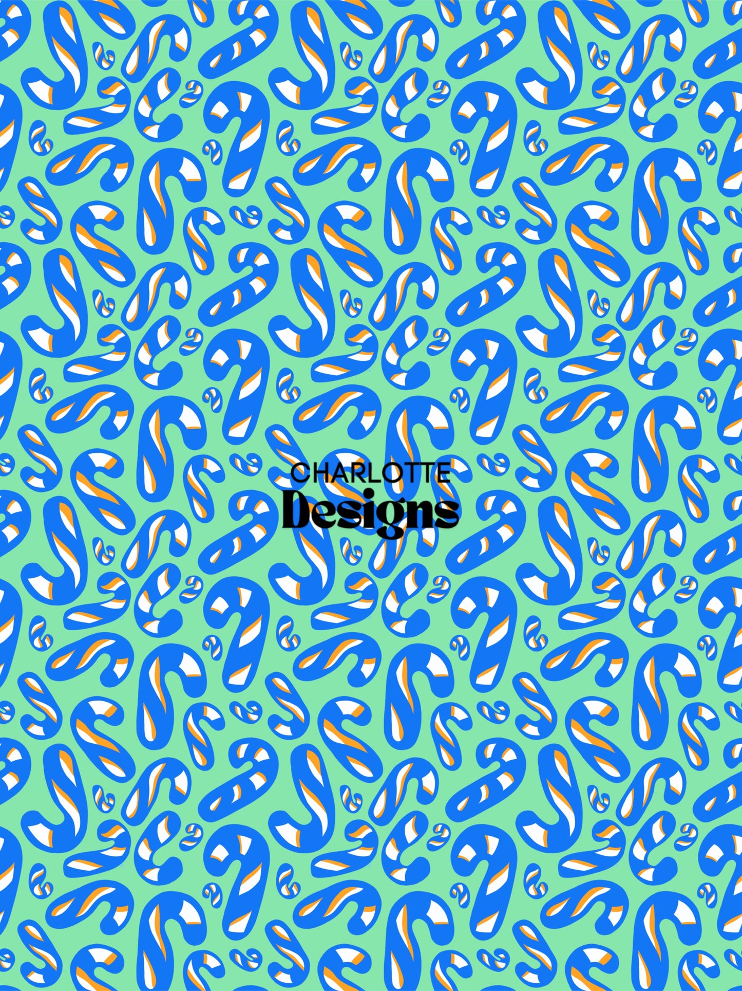 Candycane™ Blue Christmas Pattern by Charlotte Design
