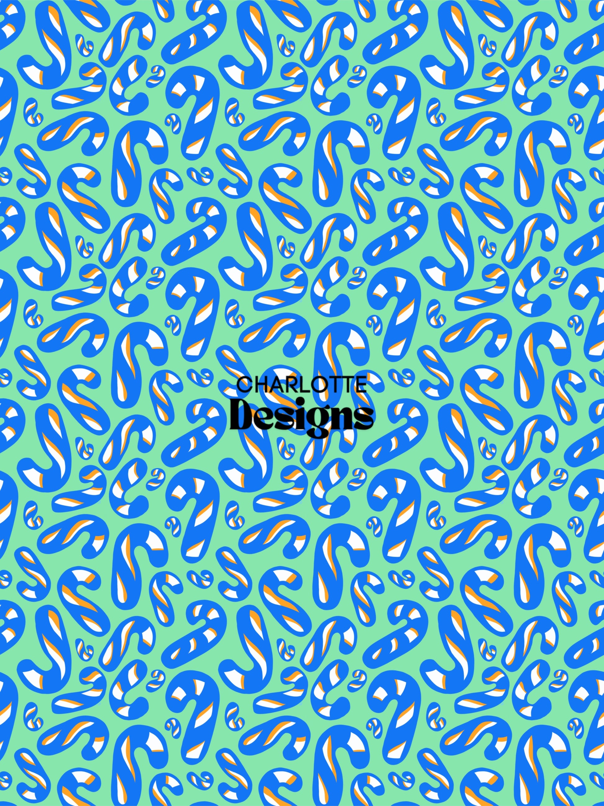 Candycane™ Blue Christmas Pattern by Charlotte Design