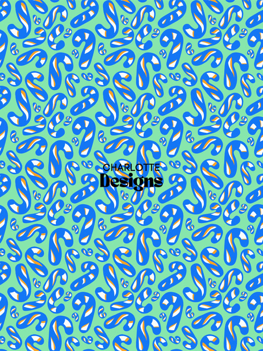 Candycane™ Blue Christmas Pattern by Charlotte Design