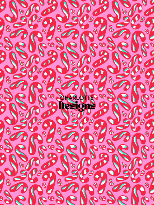 Candycane™ Pink Christmas Pattern by Charlotte Designs