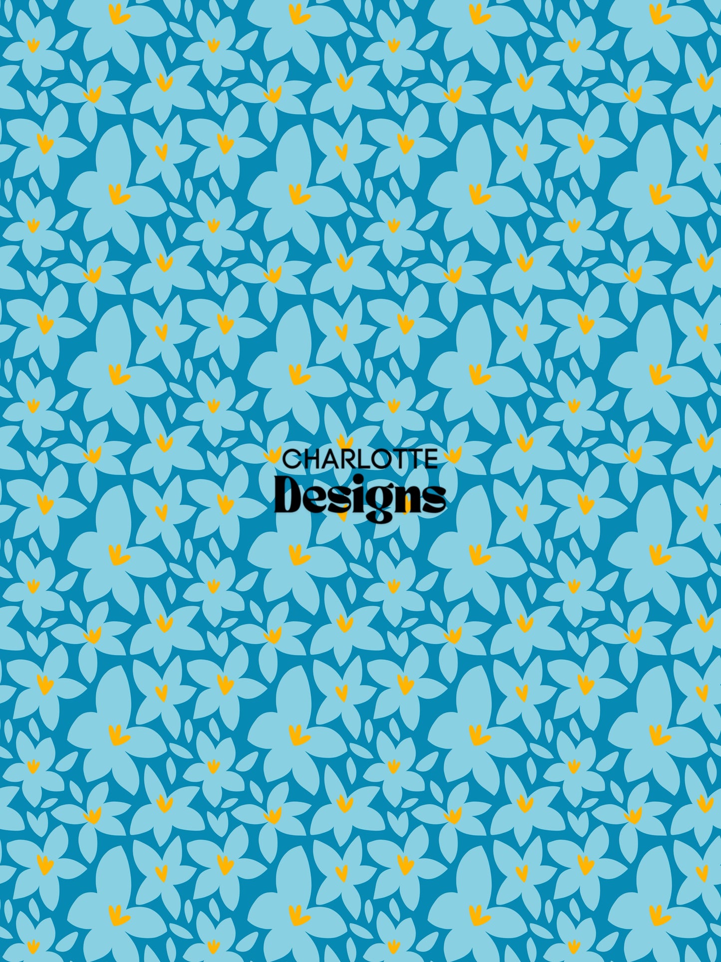 Baby Sister Blue ™ Vibrant Hand-Drawn Pattern by Charlotte Design