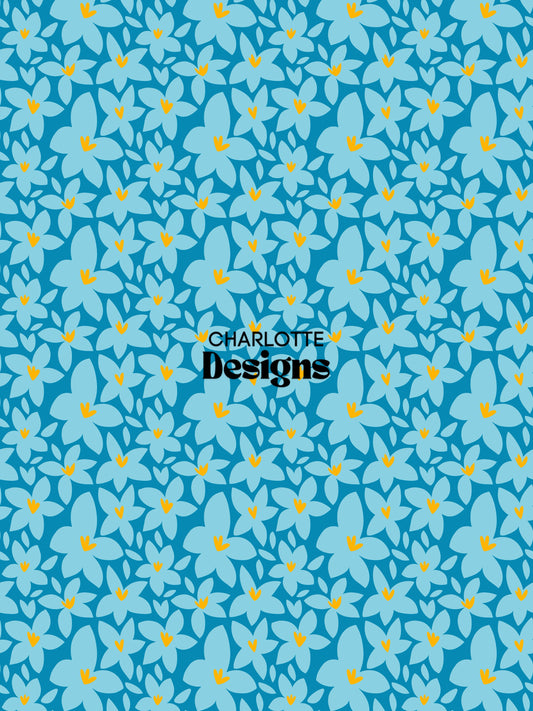 Baby Sister Blue ™ Vibrant Hand-Drawn Pattern by Charlotte Design