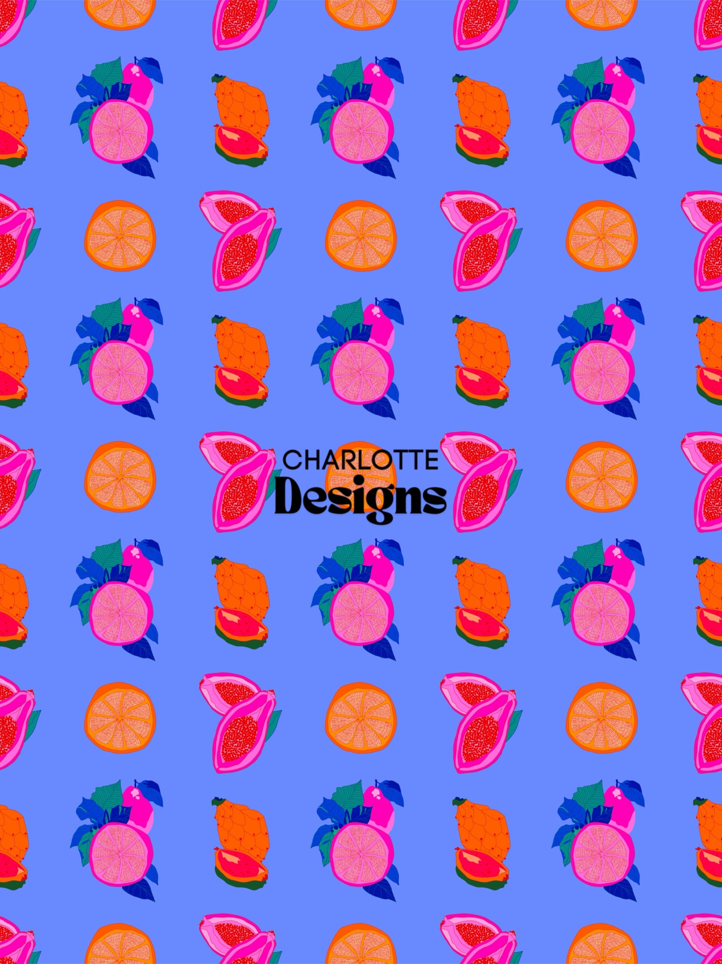 Fruit Machine™ Blue Print – Vibrant Tropical Design