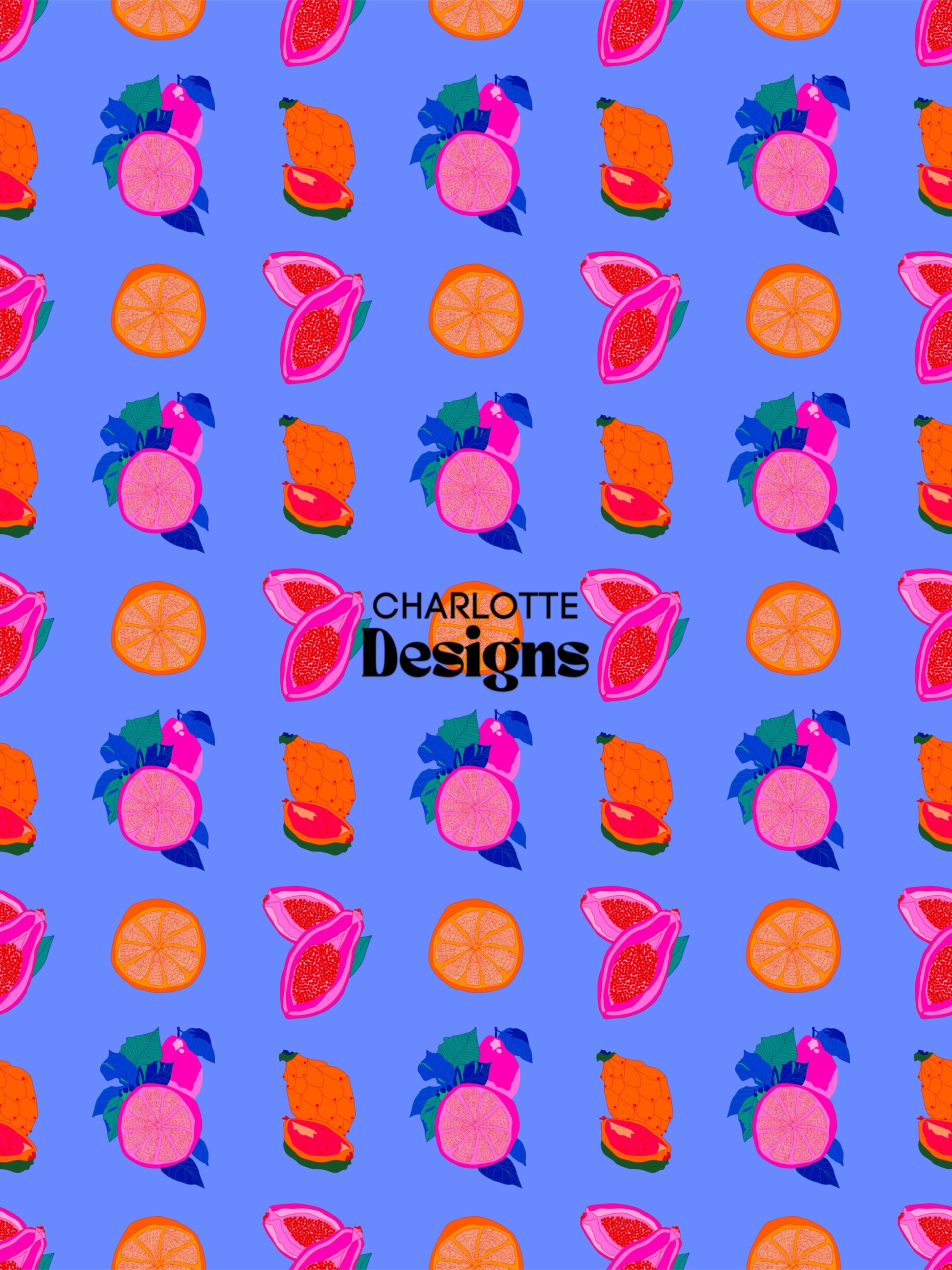 Fruit Machine™ Blue Print – Vibrant Tropical Design