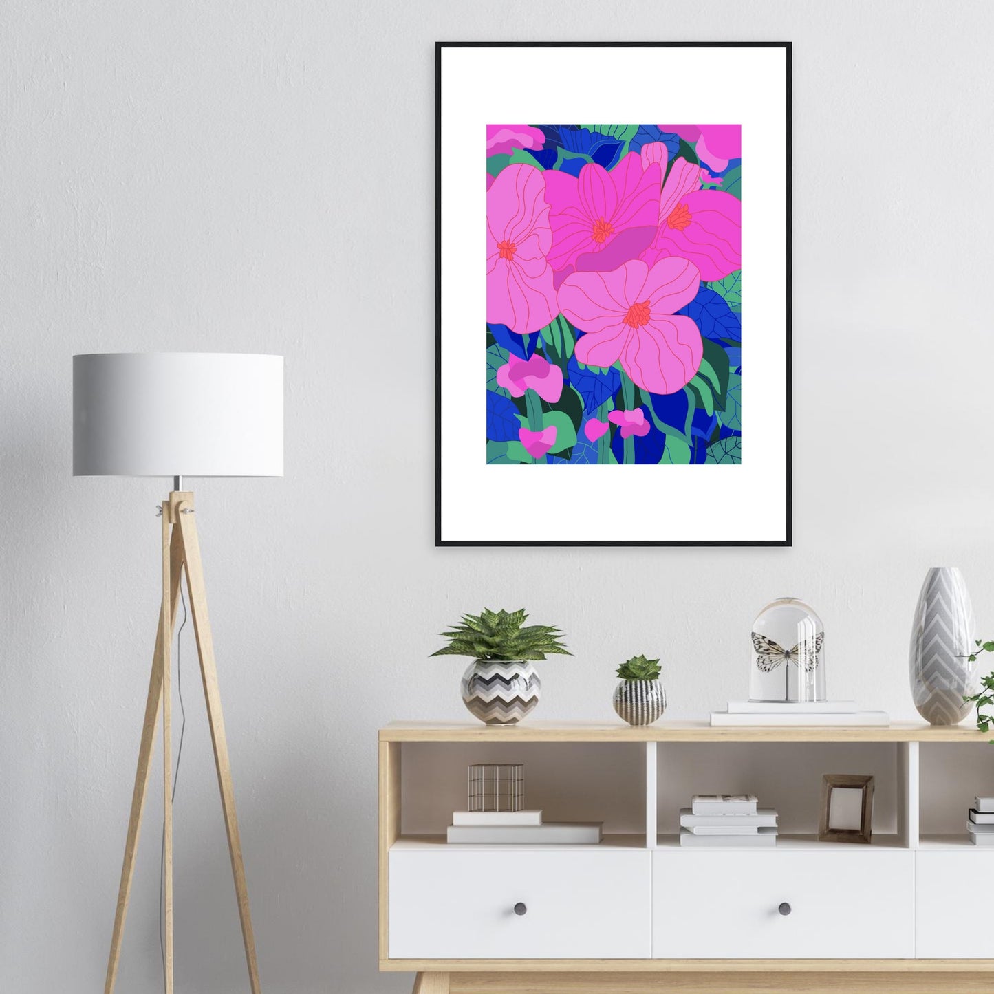 Hot Pink Flowers™ Matte Paper Wooden Framed Poster