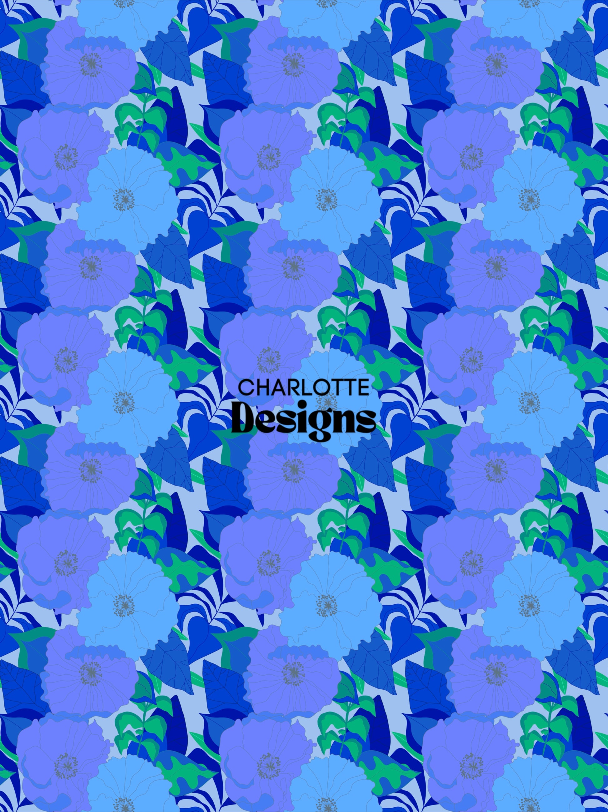 Inferno™ Blue Floral Pattern by Charlotte Design
