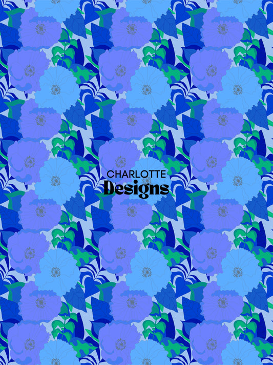 Inferno™ Blue Floral Pattern by Charlotte Design