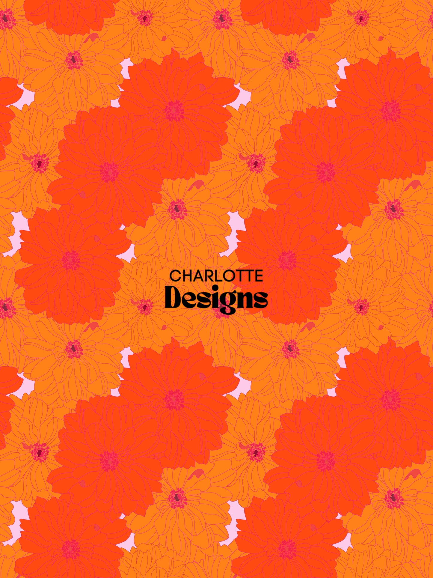 Marigold™ Orange Hand-Drawn Pattern by Charlotte Design