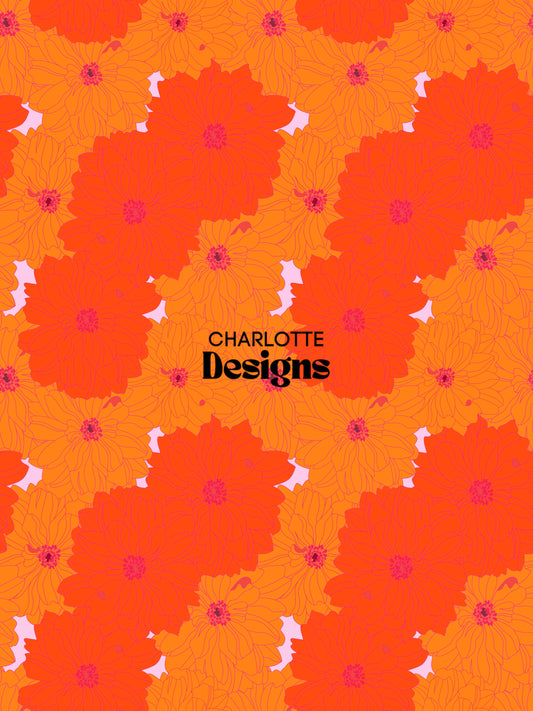 Marigold™ Orange Hand-Drawn Pattern by Charlotte Design