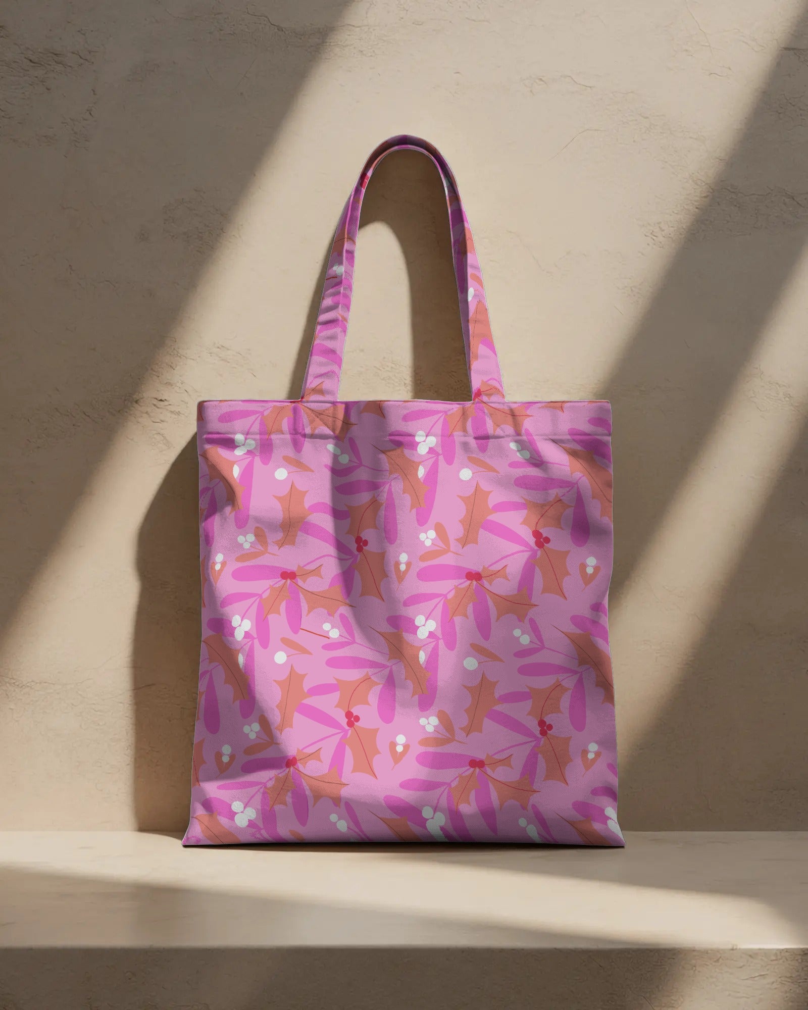 Mistletoe and Holly Pink™ Festive Seamless Pattern Design