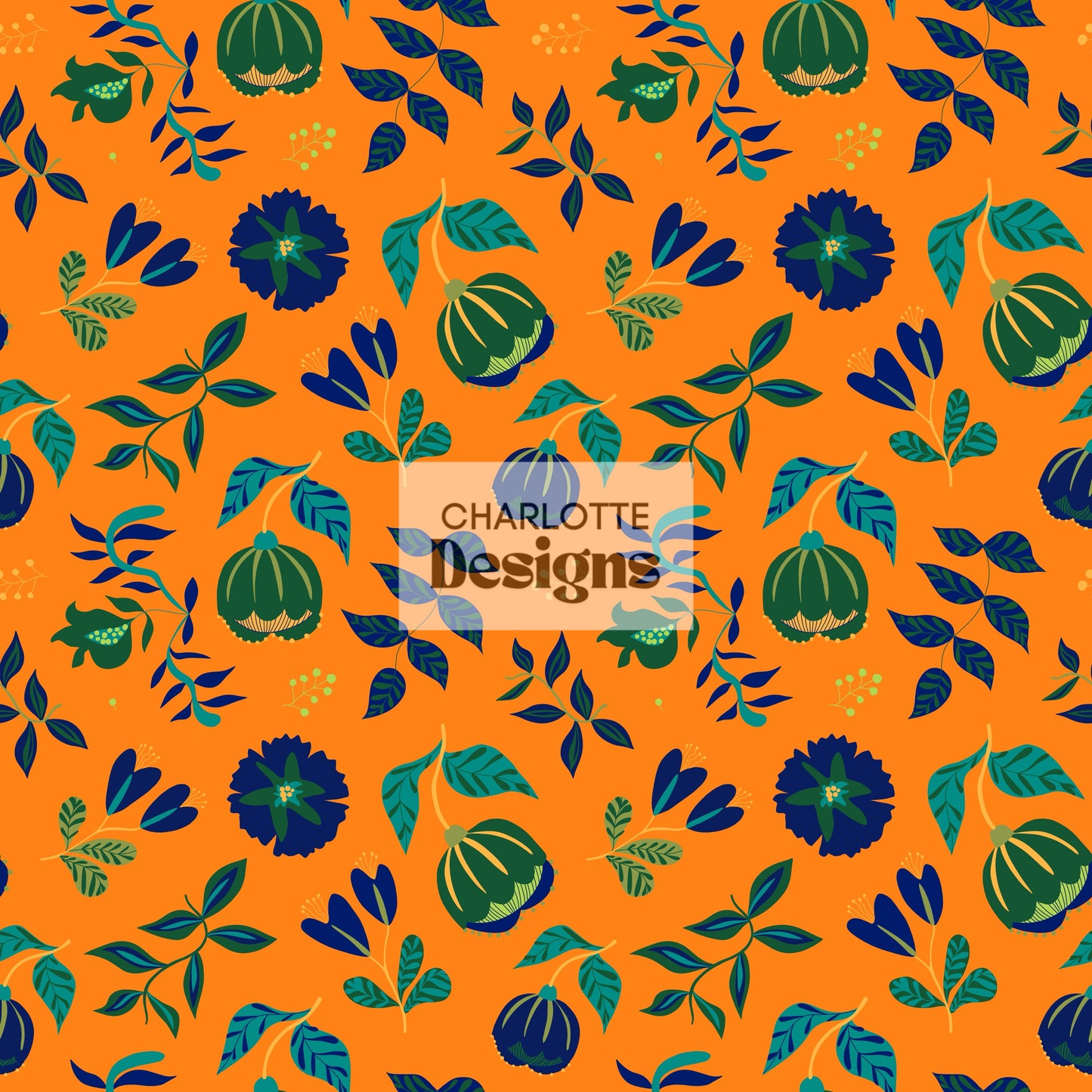 Otomi™ Orange Print | Vibrant Hand-Drawn Design by Charlotte