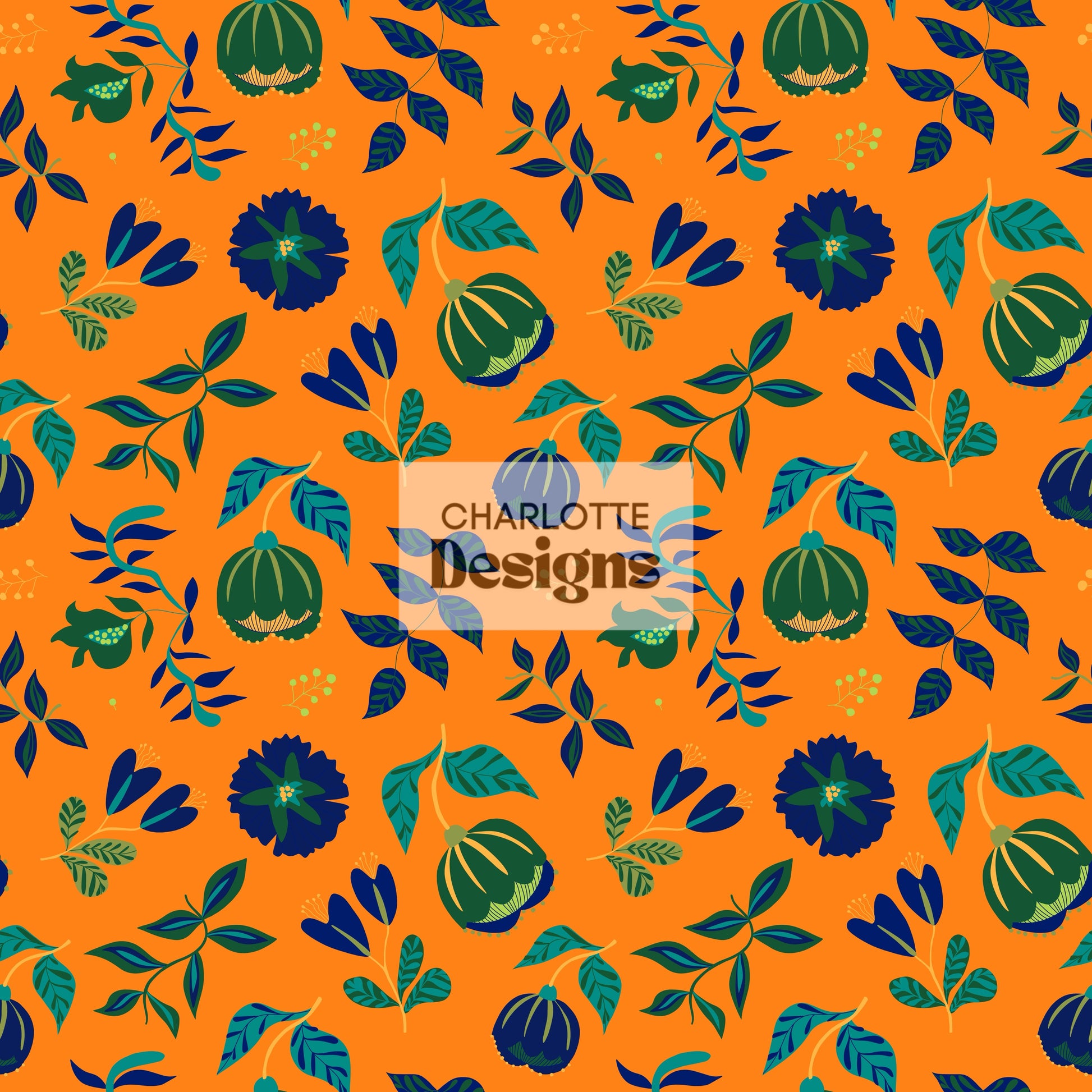 Otomi™ Orange Print | Vibrant Hand-Drawn Design by Charlotte
