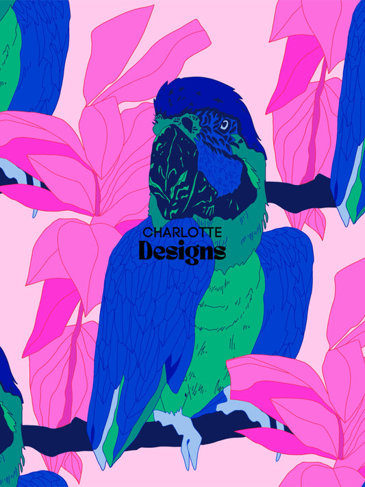 Parrot™ Pattern by Charlotte Design – Vibrant Art Print