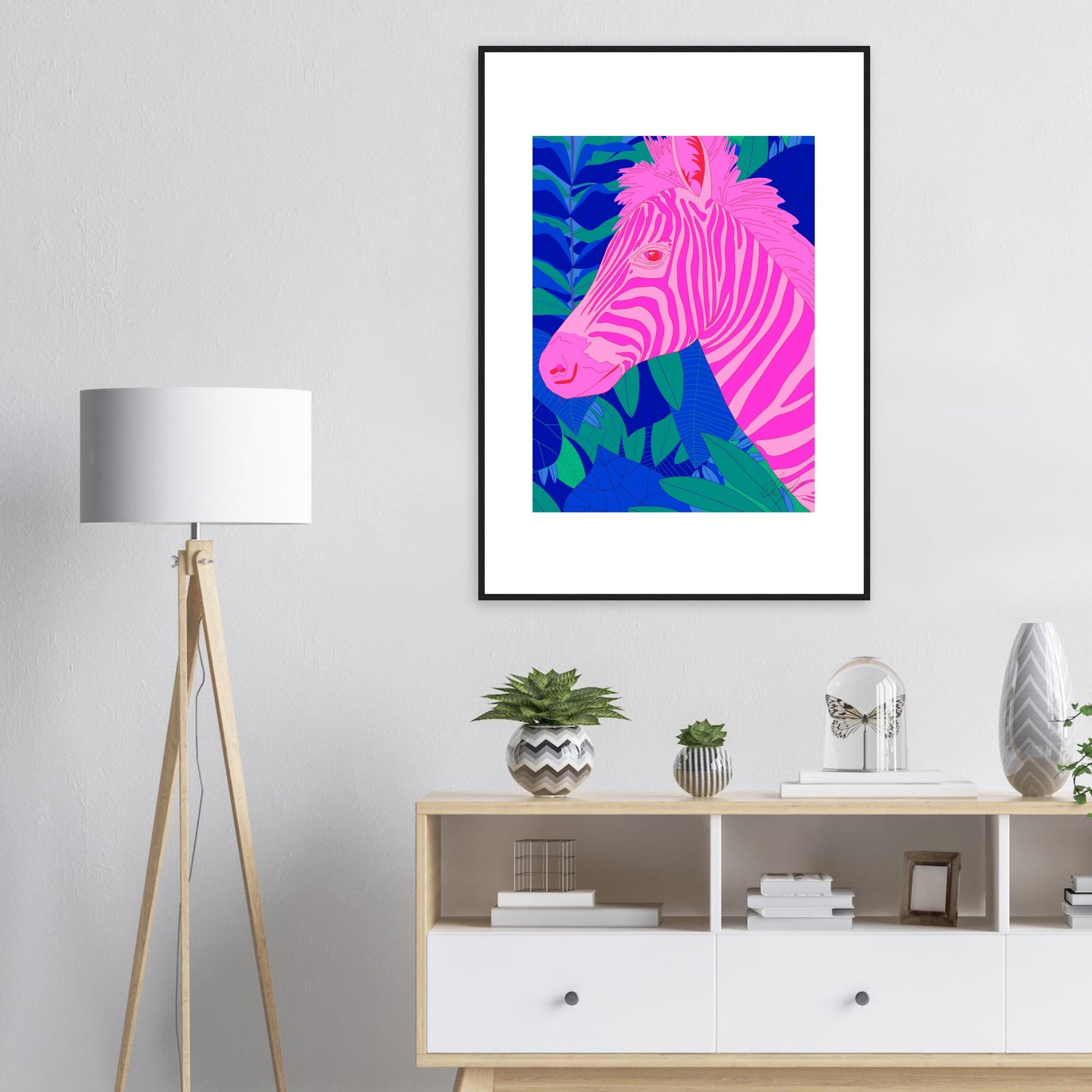 Pink Zebra™ Premium Matte Wooden Framed Poster | Charlotte Design