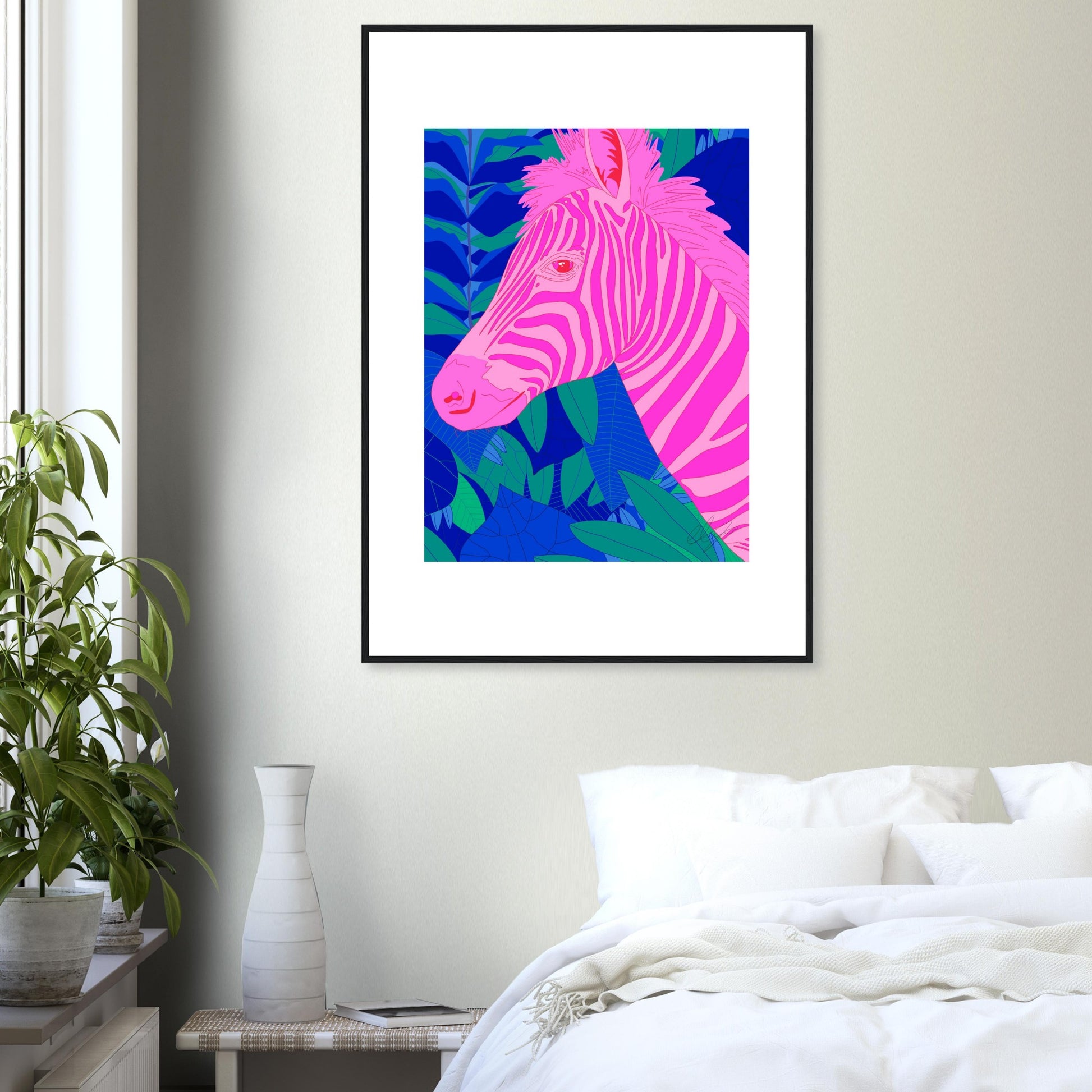 Pink Zebra™ Premium Matte Wooden Framed Poster | Charlotte Design