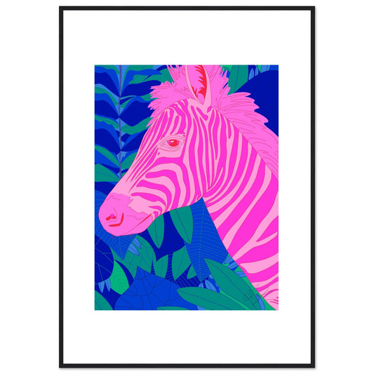 Pink Zebra™ Premium Matte Wooden Framed Poster | Charlotte Design
