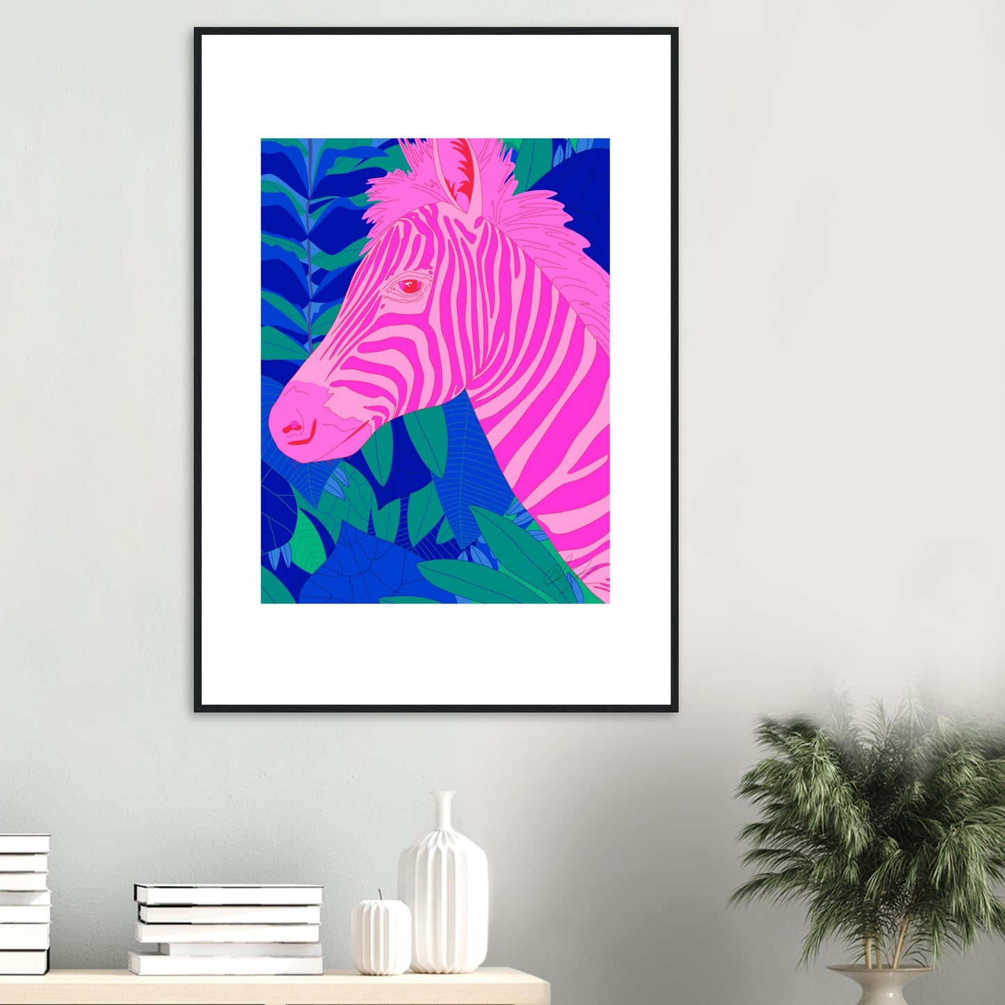 Pink Zebra™ Premium Matte Wooden Framed Poster | Charlotte Design