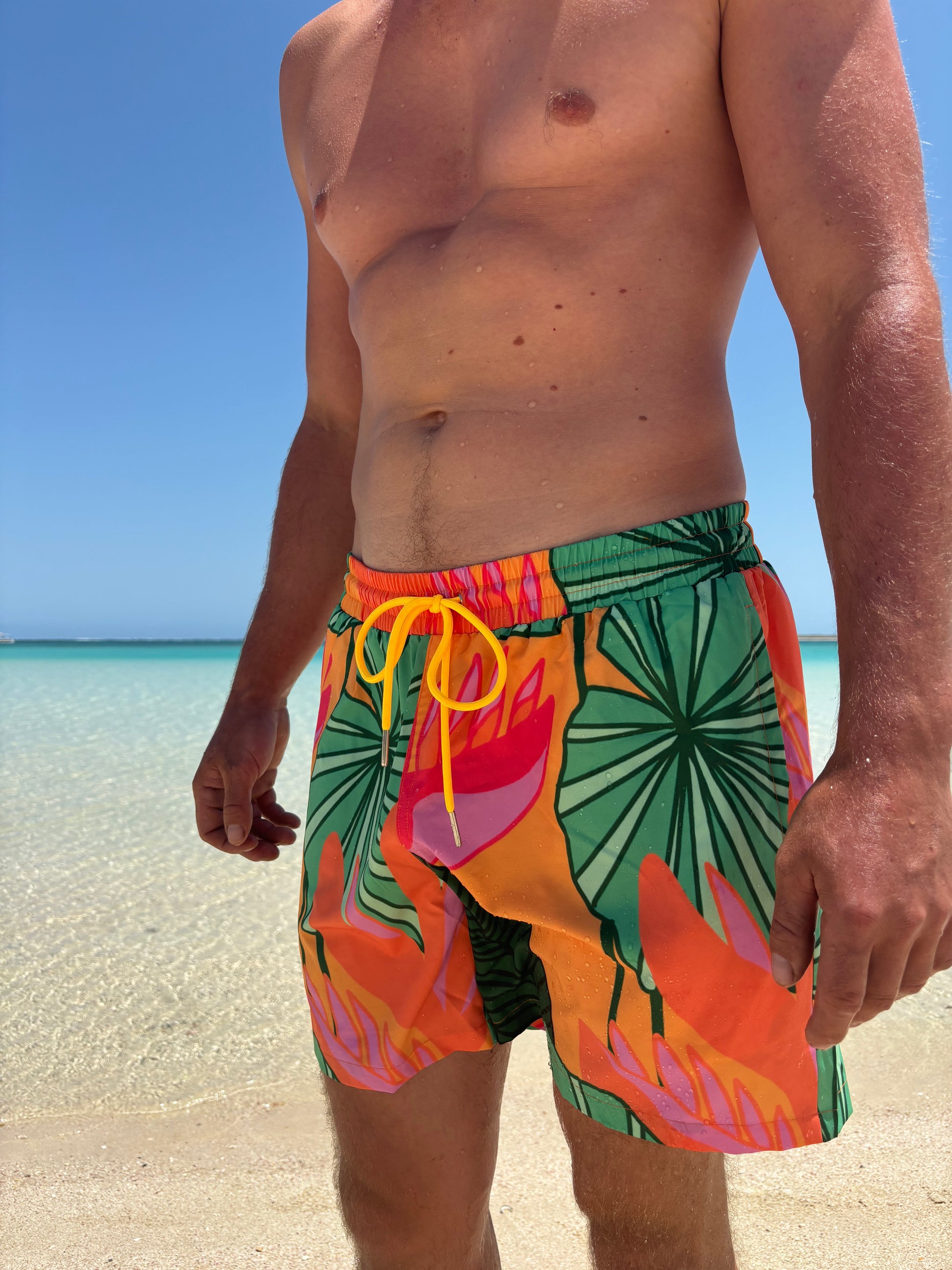 Pleated Plants™ Printed Swim Trunks by Charlotte Design