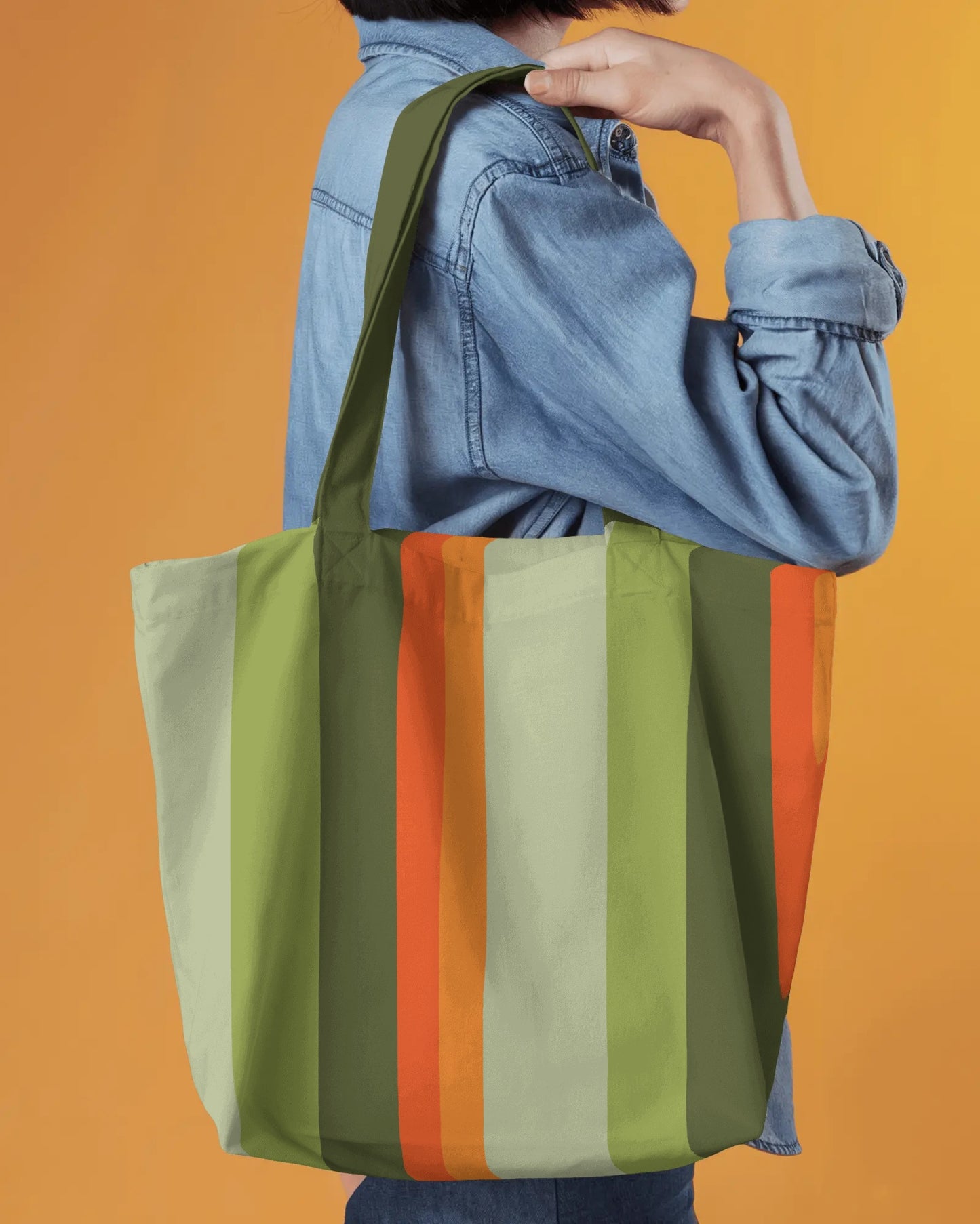 Retro ‘Stripe’™ Green & Orange Seamless Print Design