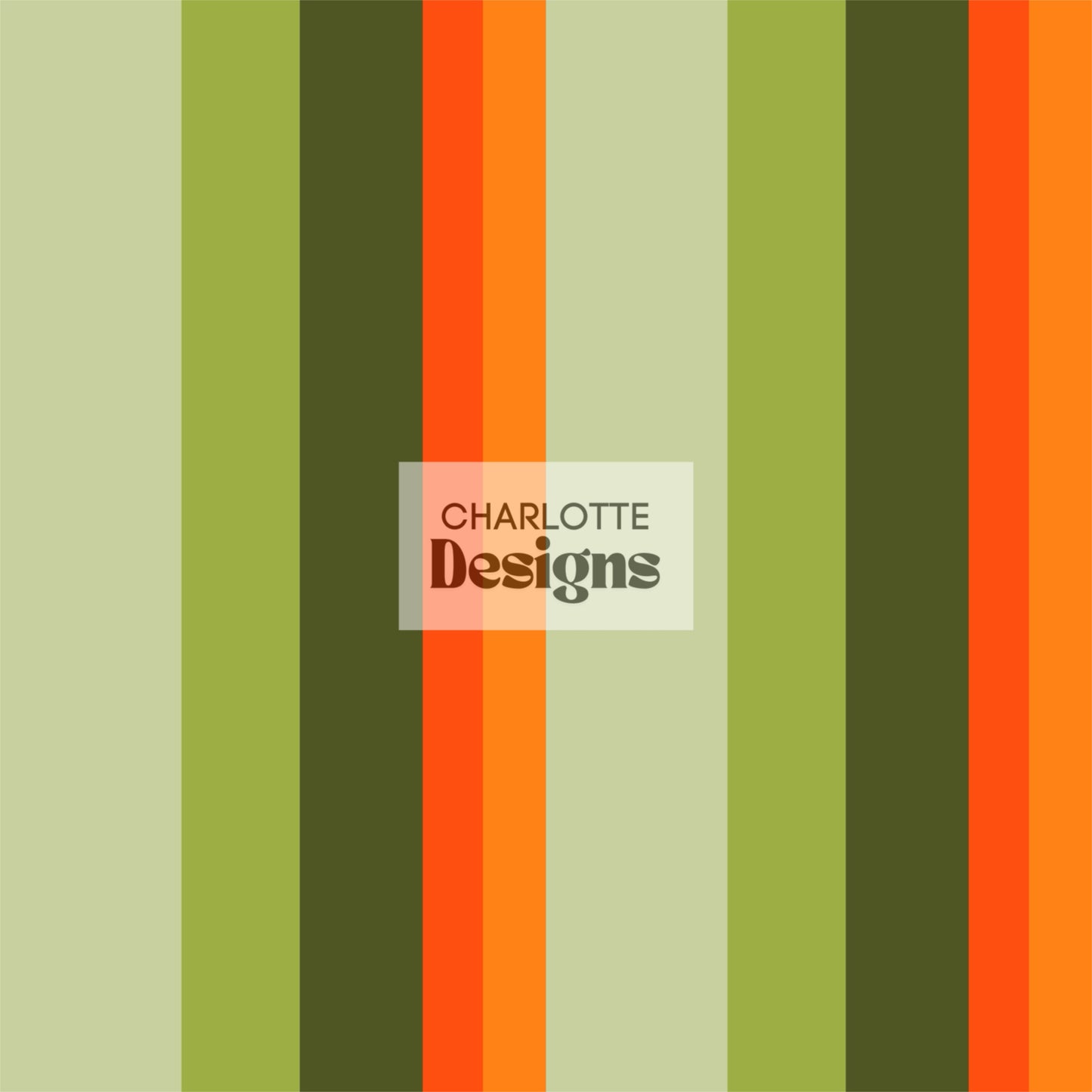 Retro ‘Stripe’™ Green & Orange Seamless Print Design