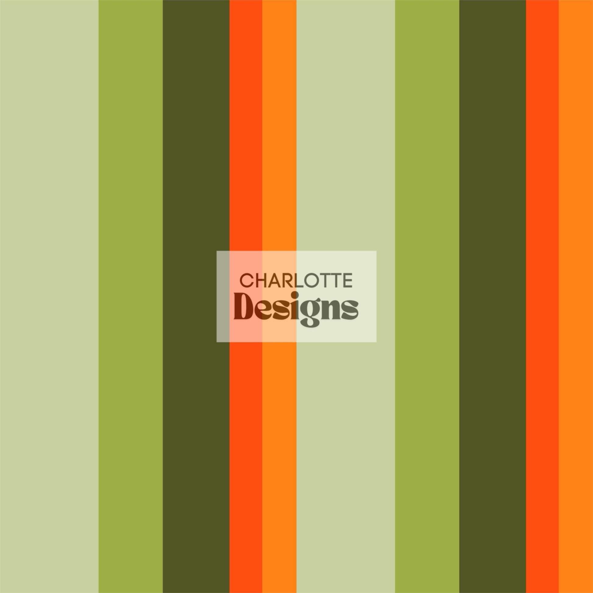 Retro ‘Stripe’™ Green & Orange Seamless Print Design