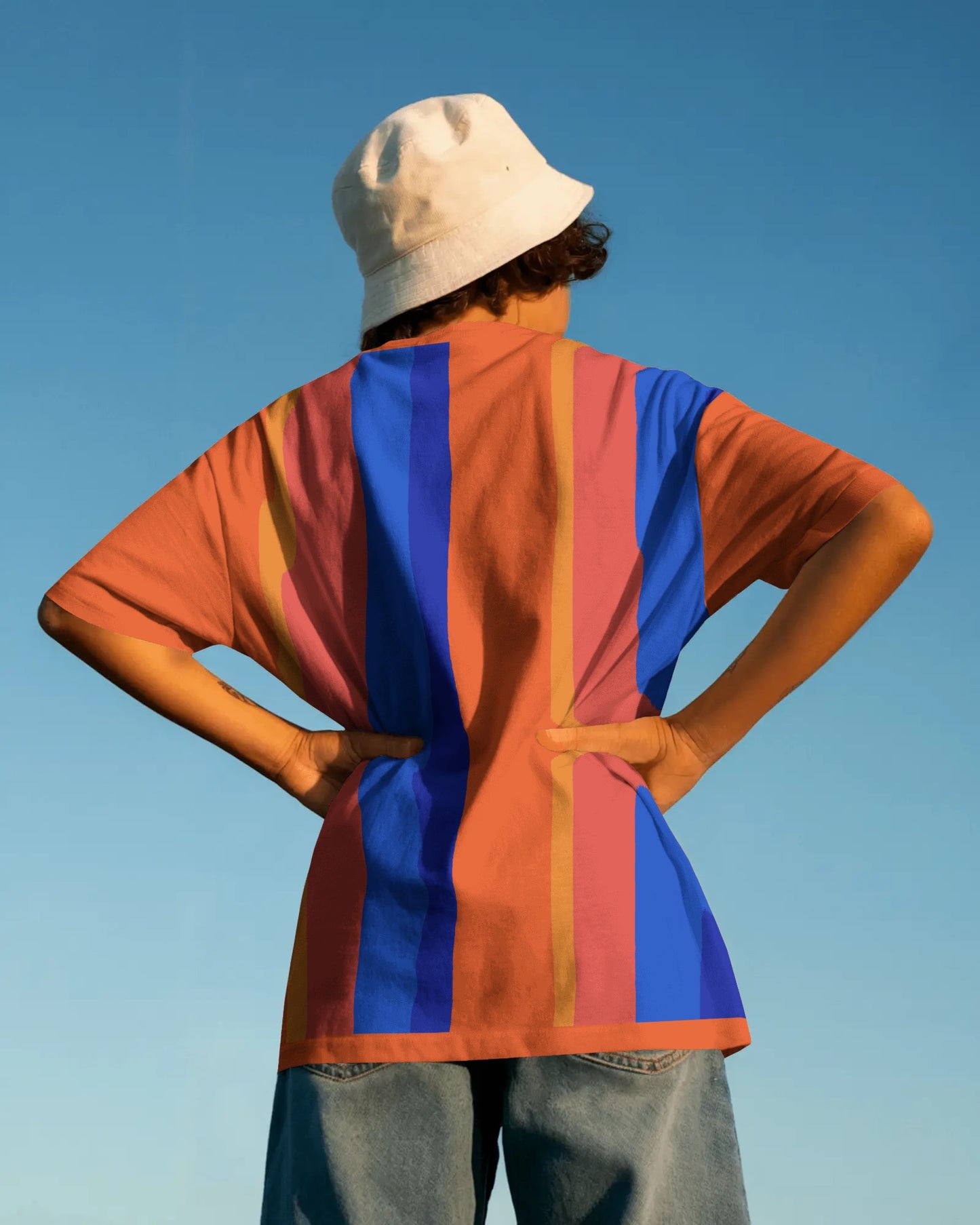 Stripe™ Warm Orange & Blue – Vibrant Blender Print