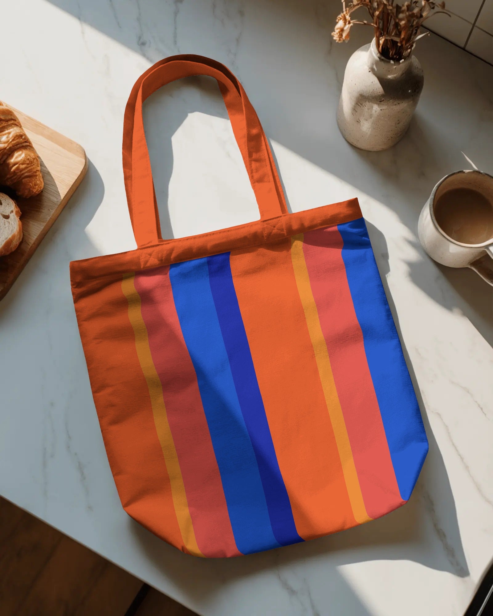 Stripe™ Warm Orange & Blue – Vibrant Blender Print